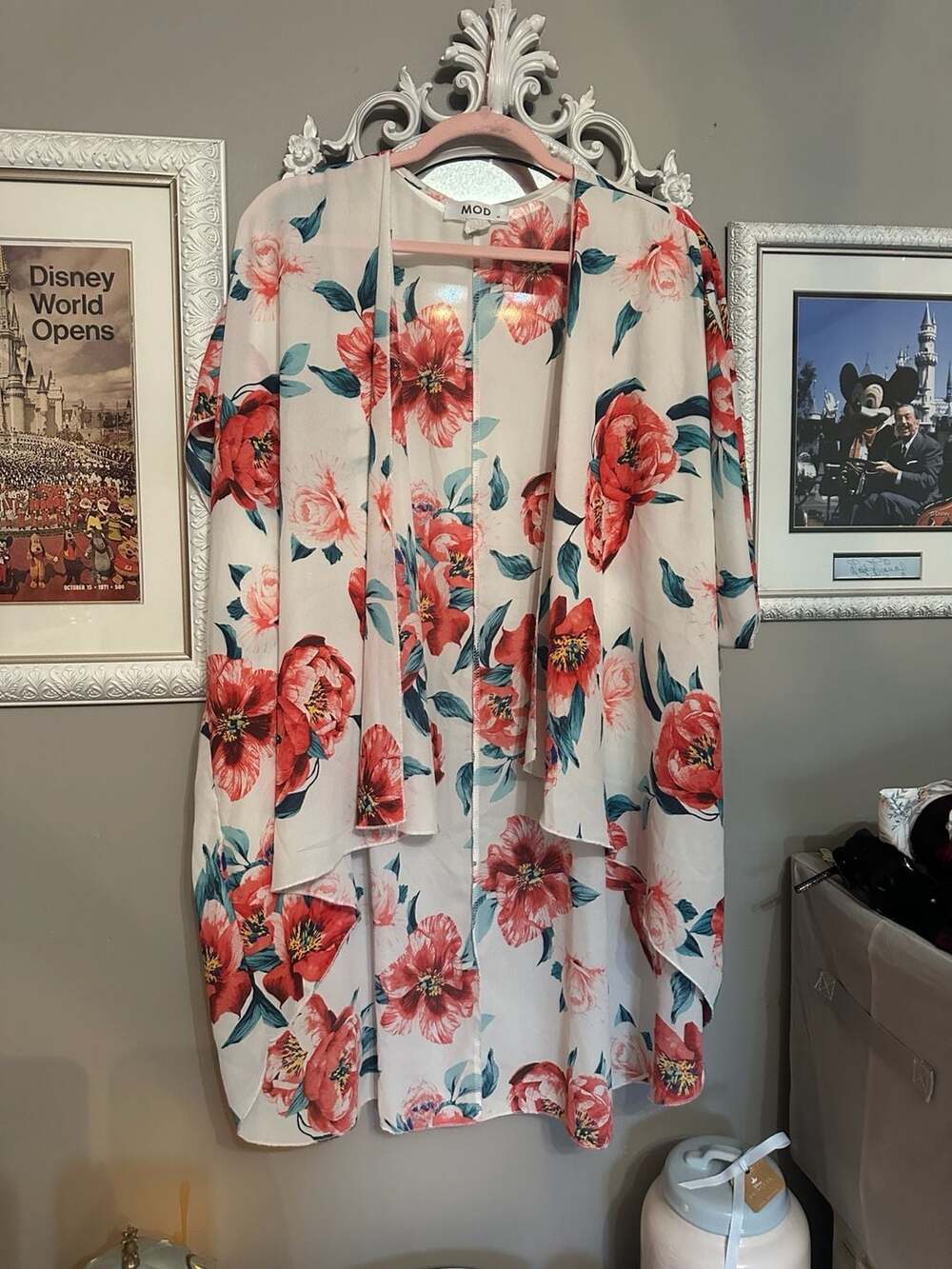 MOD Floral Open Front Kimono Duster Cardigan